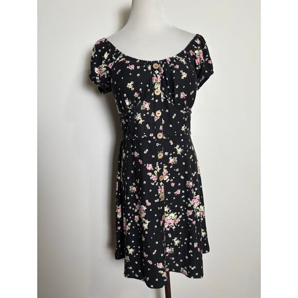 NOBO Milkmaid Mini Dress Large Babydoll Corset Fairy Goth Soft Cottage Floral - Picture 8 of 8